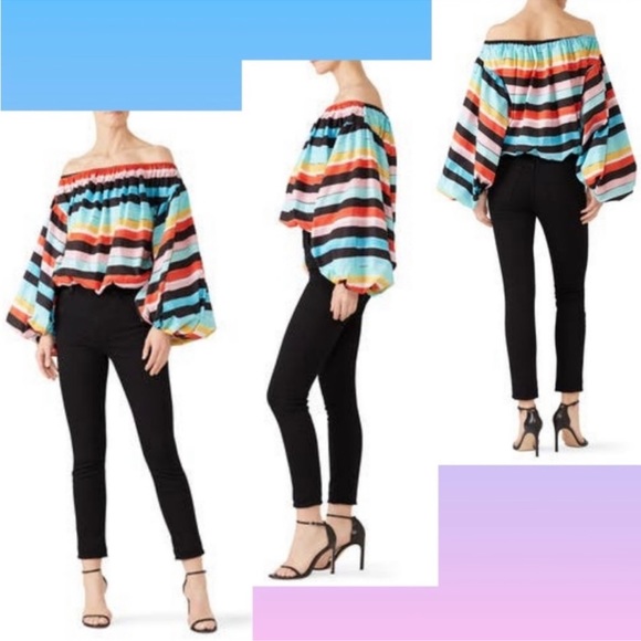 Caroline Constas White and Pink Oversized Crop Blouse - Picture 2 of 8